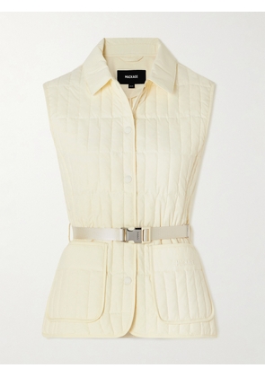 Mackage - Helia Belted Quilted Padded Recycled-shell Down Vest - Ivory - x small,small,medium,large