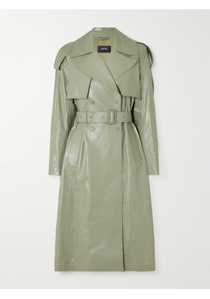 Mackage - Carmela Double-breasted Belted Leather Trench Coat - Green - x small,small,medium,large