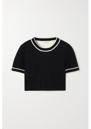 Max Mara - Uscio Cropped Two-tone Cotton-blend T-shirt - Black - x small,small,medium,large,x large,xx large