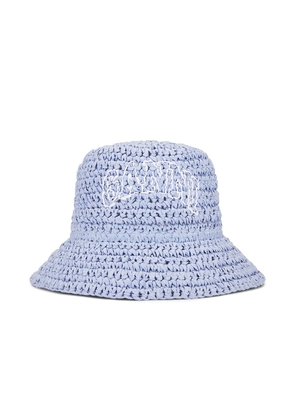 Ganni Summer Straw Hat in Baby Blue.
