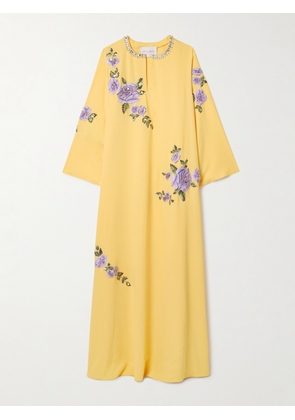 Carolina Herrera - Embellished Embroidered Crepe Gown - Yellow - x small,small,medium,large,xx large