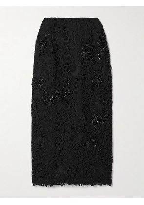 Carolina Herrera - Embellished Corded Lace Midi Skirt - Black - US0,US2,US4,US6,US8,US10