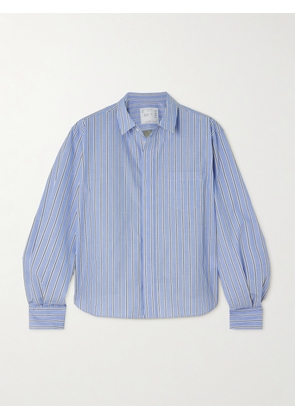 Sacai - Shell-trimmed Striped Cotton-poplin Shirt - Blue - 1,2,3,4