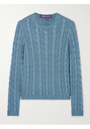 Ralph Lauren Collection - Cable-knit Silk Sweater - Blue - xx small,x small,small,medium,large,x large,xx large