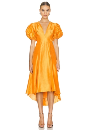 Azeeza Florence Midi Dress in Yellow. Size L, S, XS.