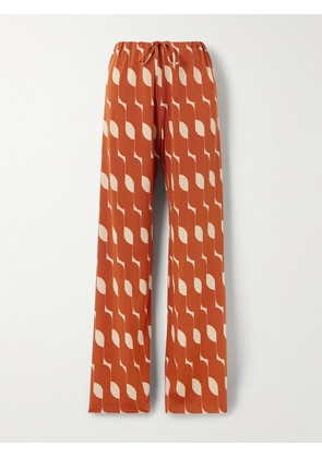 Dries Van Noten - Printed Silk-blend Straight-leg Pants - Orange - FR34,FR36,FR38,FR40,FR42,FR44