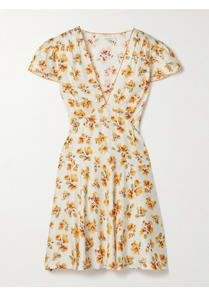 DÔEN - Dianne Floral-print Silk-blend Twill Mini Dress - Orange - xx small,x small,small,medium,large,x large,xx large