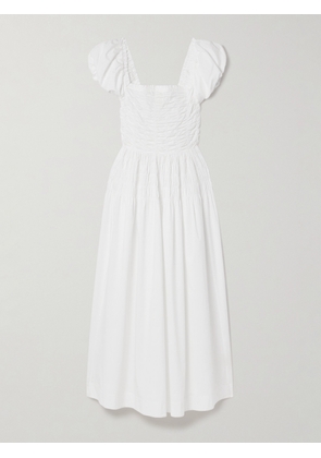 DÔEN - Katherina Shirred Cotton-voile Midi Dress - White - xx small,x small,small,medium,large,x large,xx large