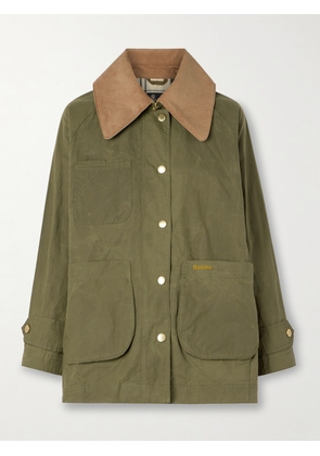 Barbour - Hutton Corduroy-trimmed Coated-cotton Jacket - Green - UK 8,UK 10,UK 14,UK 16,UK 18