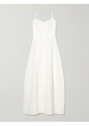 BONDI BORN - Hastings Tie-detailed Organic Cotton-blend Seersucker Midi Dress - White - x small,small,medium,large,x large