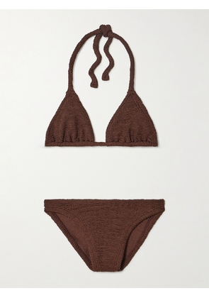 Hunza G - Tammy Metallic Seersucker Triangle Bikini - Brown - Beachwear One Size