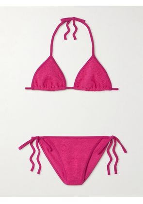 Hunza G - Gina Metallic Seersucker Bikini - Pink - Beachwear One Size