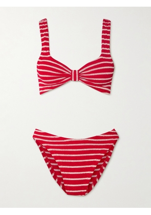 Hunza G - Bonnie Striped Seersucker Bikini - Red - Beachwear One Size