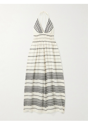 lemlem - Gete Striped Cotton Halterneck Midi Dress - Off-white - x small,small,medium,large