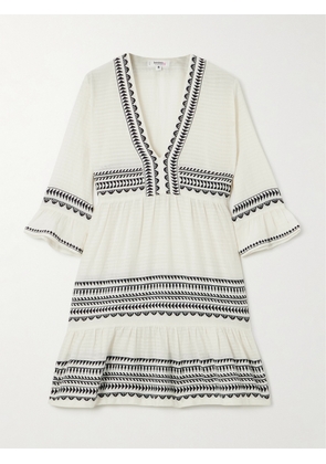 lemlem - Hanna Tiered Ruffled Striped Cotton Mini Dress - Off-white - x small,small,medium,large