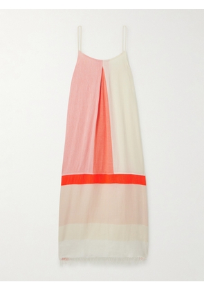 lemlem - Nia Pleated Color-block Cotton-blend Midi Dress - Pink - x small,small,medium,large