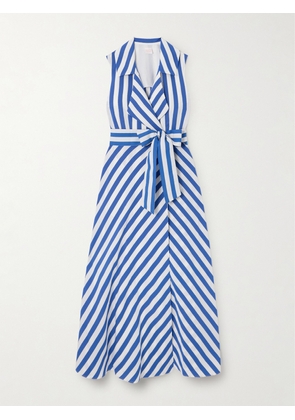 Loretta Caponi - Noemie Double-breasted Striped Poplin Midi Dress - Blue - x small,small,medium,large,x large