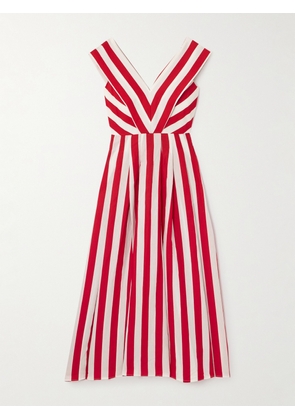 Loretta Caponi - + Net Sustain Graziella Striped Poplin Maxi Dress - Red - x small,small,medium,large,x large