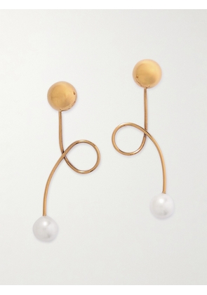 Dries Van Noten - Curled Gold-tone Pearl Earrings - Ivory - One size