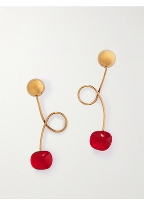Dries Van Noten - Curled Gold-tone Glass Earrings - Red - One size