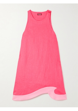 STAUD - Allori Linen Mini Dress - Pink - x small,small,medium,large,x large