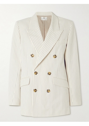 FRAME - Double-breasted Pinstriped Cotton-blend Twill Blazer - Cream - US0,US2,US4,US6,US8,US10,US12