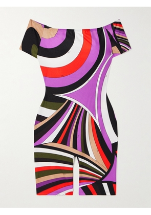 PUCCI - Off-the-shoulder Printed Stretch-jersey Playsuit - Purple - IT38,IT40,IT42,IT44,IT46,IT48
