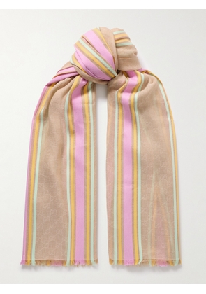 Gucci - Striped Jacquard Scarf - Pink - One size