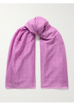 Gucci - Silk And Cotton-blend Jacquard Scarf - Purple - One size