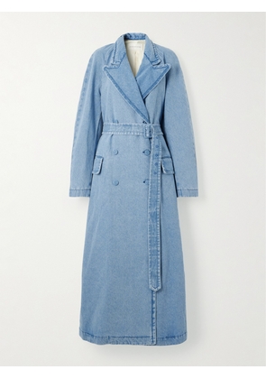 Dries Van Noten - Double-breasted Belted Denim Coat - Blue - x small,small,medium,large