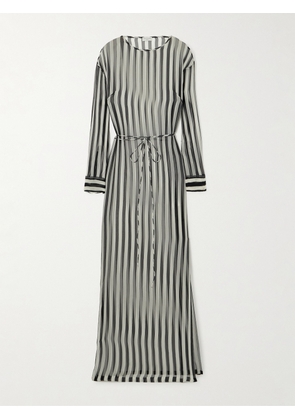Dries Van Noten - Belted Striped Silk-chiffon Maxi Dress - Black - FR36,FR38,FR40,FR42,FR44