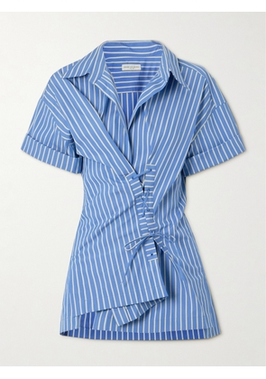 Dries Van Noten - Striped Lace-up Cotton-poplin Shirt - Blue - FR34,FR36,FR38,FR40,FR42,FR44