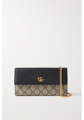 Gucci - + Net Sustain Gg Marmont Petite Textured-leather And Printed Coated-canvas Shoulder Bag - Black - One size