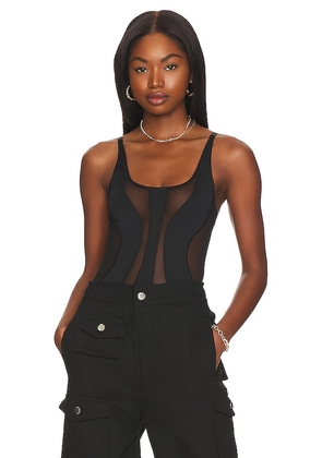OW Collection Twist Bodysuit in Black. Size XS.
