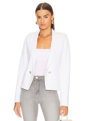 L'AGENCE Sofia Knit Blazer in White. Size XL.