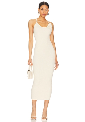 LPA Dara Rosette Midi Dress in Cream. Size M, S, XL.