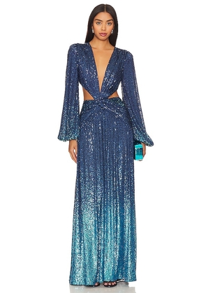 PatBO X Alessandra Ambrioso Ombre Sequin Gown in Blue. Size 10.