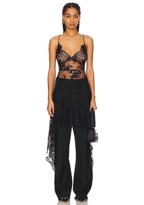 Monse Tie Back Lace Top in Black. Size 0, 8.