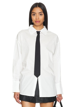 LIONESS Valentino Tie Shirt in White. Size M, S, XXL, XXS.