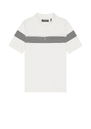 WAO Chest Stripe Polo in White. Size M, S, XL.