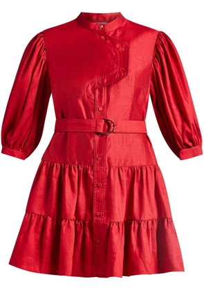 Acler Hundon linen-blend belted minidress - Red