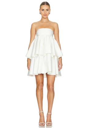 ROTATE Ruffled Dress in White. Size 32, 36, 40, 42.