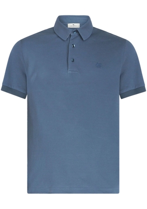 ETRO Pegaso-embroidered cotton polo shirt - Blue