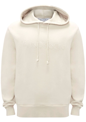 JW Anderson logo-embroidered cotton hoodie - Neutrals