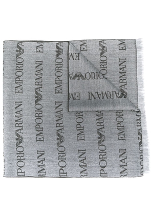 Emporio Armani logo embroidered scarf - Grey