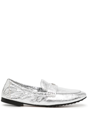 Tory Burch metallic leather ballet loafers - Silver