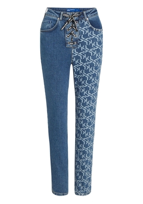 Karl Lagerfeld Jeans monogram-print tapered-leg jeans - Blue