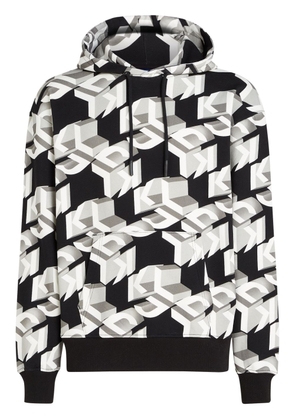 Karl Lagerfeld Jeans monogram-print organic-cotton hoodie - Black