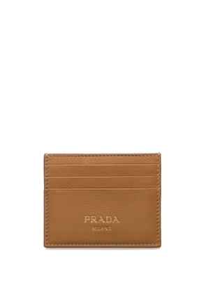 Prada logo-stamp leather cardholder - Brown