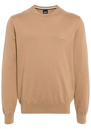 BOSS logo-embroidered cotton jumper - Brown